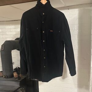 Men’s Carhartt black flannel lined canvas shirt jacket